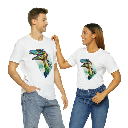 Stained Glass Velociraptor - Short Sleeve Tee